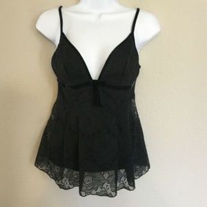 Intimissimi Black Cotton & Lace cami Top